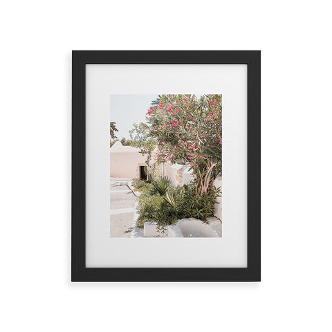 Henrike Schenk - Travel Photography Greece Summer Scenery With Plants Photo White Island Architecture Framed Art Print