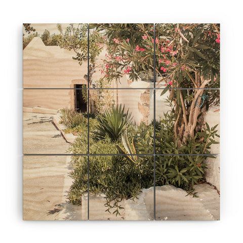 Henrike Schenk - Travel Photography Greece Summer Scenery With Plants Photo White Island Architecture Wood Wall Mural