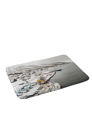Henrike Schenk - Travel Photography Harbor In Norway Snow Photo Winter In Norway Boats And Mountains Memory Foam Bath Mat