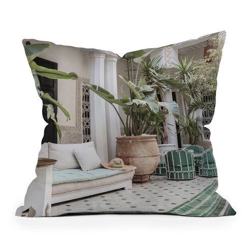 Henrike Schenk - Travel Photography Moroccan Riad In Marrakech Photo Arabic Interior Design Throw Pillow