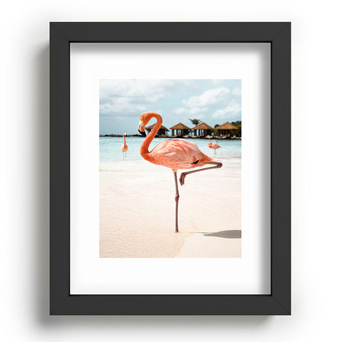 Henrike Schenk - Travel Photography Pink Flamingo Beach Photo Aruba Island Tropical Summer Bird Recessed Framing Rectangle