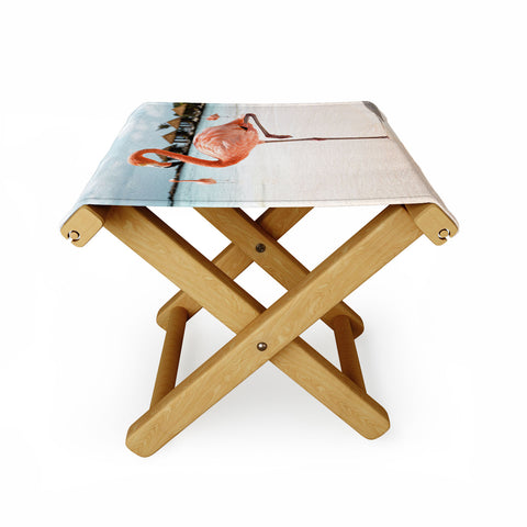 Henrike Schenk - Travel Photography Pink Flamingo Beach Photo Aruba Island Tropical Summer Bird Folding Stool
