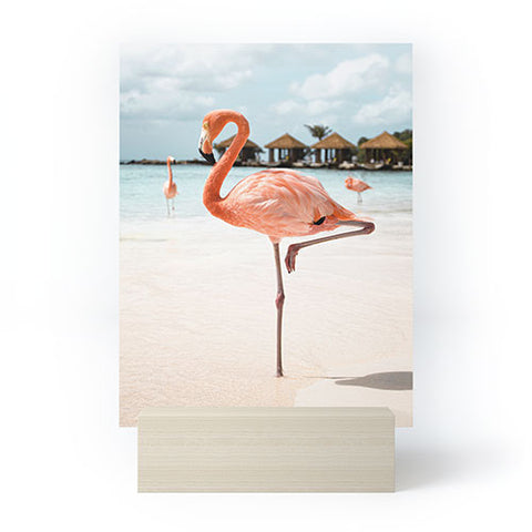 Henrike Schenk - Travel Photography Pink Flamingo Beach Photo Aruba Island Tropical Summer Bird Mini Art Print