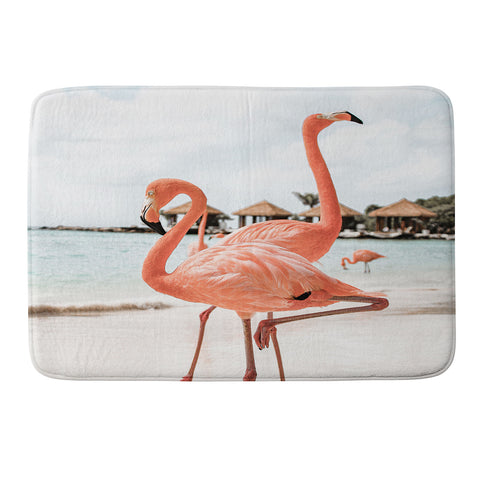 Henrike Schenk - Travel Photography Pink Flamingos On Aruba Island Memory Foam Bath Mat