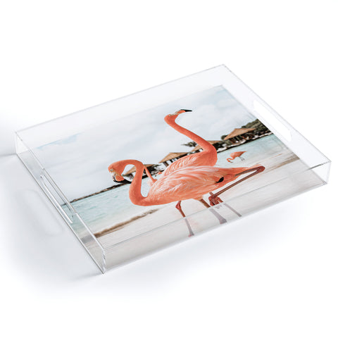 Henrike Schenk - Travel Photography Pink Flamingos On Aruba Island Acrylic Tray