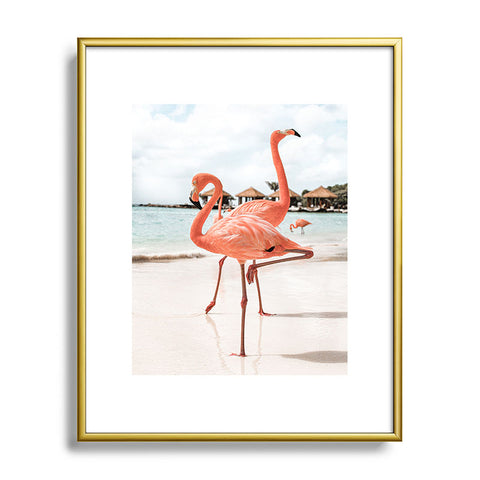 Henrike Schenk - Travel Photography Pink Flamingos On Aruba Island Metal Framed Art Print