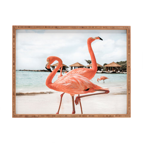 Henrike Schenk - Travel Photography Pink Flamingos On Aruba Island Rectangular Tray