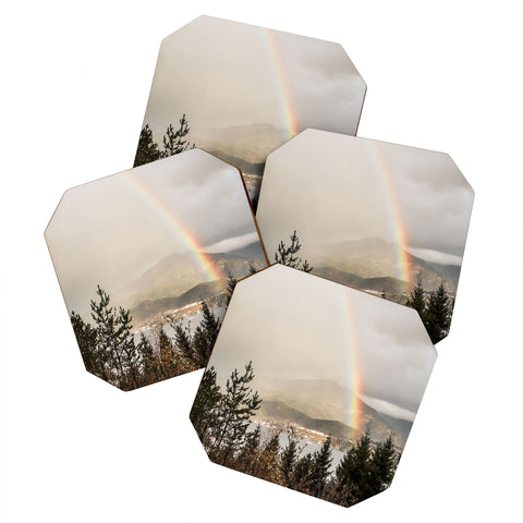 Henrike Schenk - Travel Photography Rainbow In The Mountains Lake In Norway Photo Coaster Set