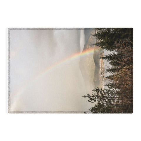 Henrike Schenk - Travel Photography Rainbow In The Mountains Lake In Norway Photo Outdoor Rug