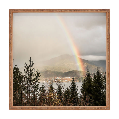 Henrike Schenk - Travel Photography Rainbow In The Mountains Lake In Norway Photo Square Tray