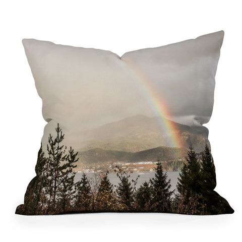 Henrike Schenk - Travel Photography Rainbow In The Mountains Lake In Norway Photo Throw Pillow