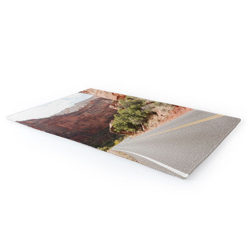 Henrike Schenk - Travel Photography Road Through Zion National Park Photo Colors Of Utah Landscape Area Rug