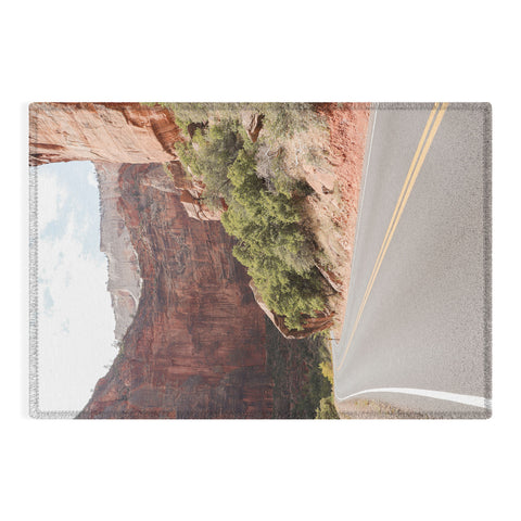 Henrike Schenk - Travel Photography Road Through Zion National Park Photo Colors Of Utah Landscape Outdoor Rug