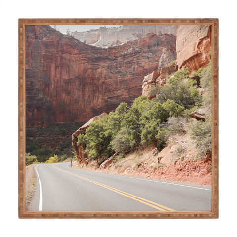 Henrike Schenk - Travel Photography Road Through Zion National Park Photo Colors Of Utah Landscape Square Tray