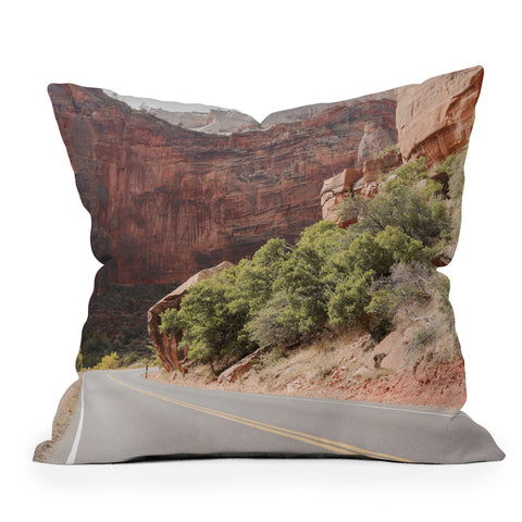 Henrike Schenk - Travel Photography Road Through Zion National Park Photo Colors Of Utah Landscape Throw Pillow