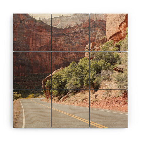 Henrike Schenk - Travel Photography Road Through Zion National Park Photo Colors Of Utah Landscape Wood Wall Mural