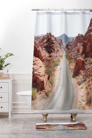 Henrike Schenk - Travel Photography Roads Of Nevada Desert Picture Valley Of Fire State Park Shower Curtain And Mat