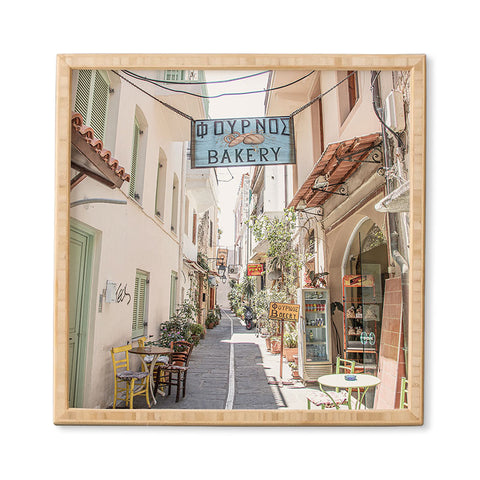 Henrike Schenk - Travel Photography Street In Greece Photo Pastel Village Houses Summer Framed Wall Art