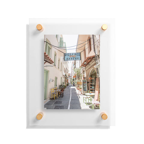 Henrike Schenk - Travel Photography Street In Greece Photo Pastel Village Houses Summer Floating Acrylic Print