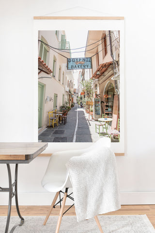 Henrike Schenk - Travel Photography Street In Greece Photo Pastel Village Houses Summer Art Print And Hanger