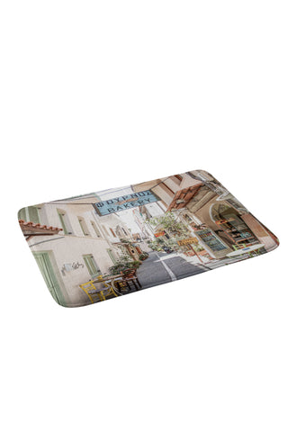 Henrike Schenk - Travel Photography Street In Greece Photo Pastel Village Houses Summer Memory Foam Bath Mat
