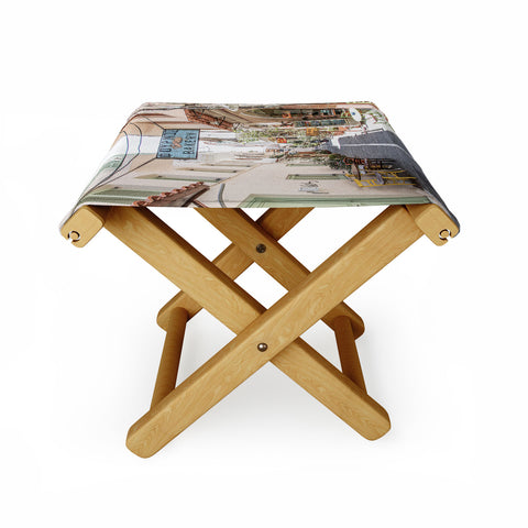 Henrike Schenk - Travel Photography Street In Greece Photo Pastel Village Houses Summer Folding Stool
