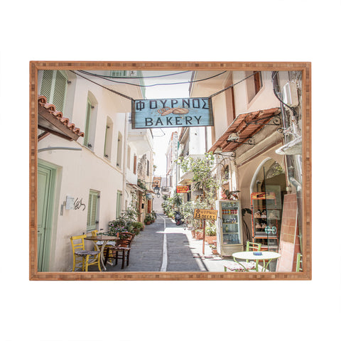Henrike Schenk - Travel Photography Street In Greece Photo Pastel Village Houses Summer Rectangular Tray