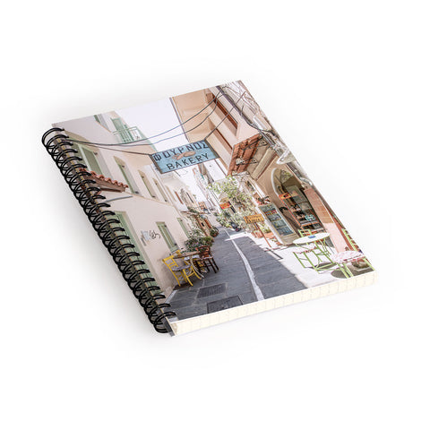 Henrike Schenk - Travel Photography Street In Greece Photo Pastel Village Houses Summer Spiral Notebook