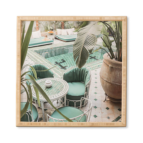 Henrike Schenk - Travel Photography Tropical Plant Leaves In Marrakech Photo Green Pool Interior Design Framed Wall Art