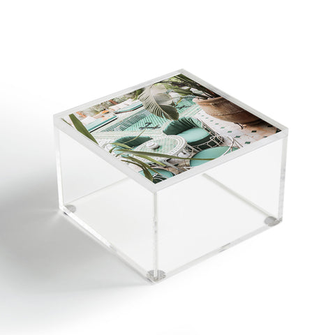 Henrike Schenk - Travel Photography Tropical Plant Leaves In Marrakech Photo Green Pool Interior Design Acrylic Box