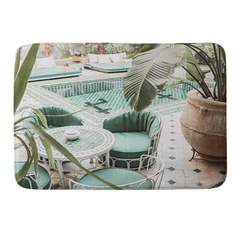 Henrike Schenk - Travel Photography Tropical Plant Leaves In Marrakech Photo Green Pool Interior Design Memory Foam Bath Mat