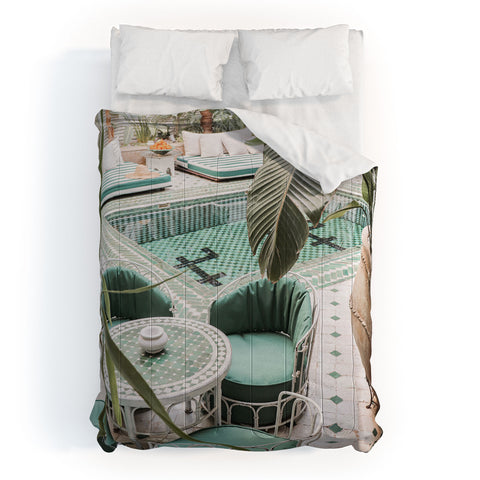 Henrike Schenk - Travel Photography Tropical Plant Leaves In Marrakech Photo Green Pool Interior Design Comforter