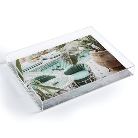 Henrike Schenk - Travel Photography Tropical Plant Leaves In Marrakech Photo Green Pool Interior Design Acrylic Tray