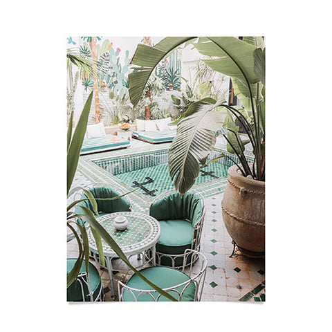 Henrike Schenk - Travel Photography Tropical Plant Leaves In Marrakech Photo Green Pool Interior Design Poster