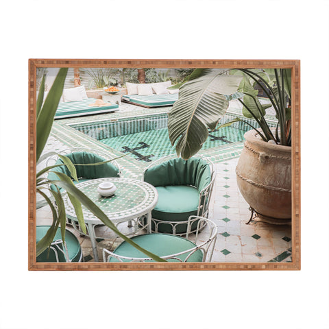 Henrike Schenk - Travel Photography Tropical Plant Leaves In Marrakech Photo Green Pool Interior Design Rectangular Tray