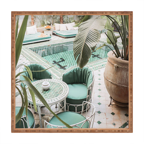 Henrike Schenk - Travel Photography Tropical Plant Leaves In Marrakech Photo Green Pool Interior Design Square Tray
