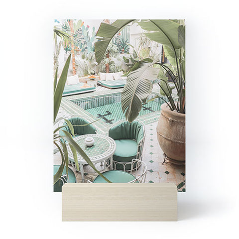 Henrike Schenk - Travel Photography Tropical Plant Leaves In Marrakech Photo Green Pool Interior Design Mini Art Print