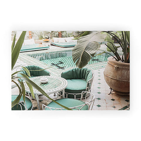 Henrike Schenk - Travel Photography Tropical Plant Leaves In Marrakech Photo Green Pool Interior Design Welcome Mat