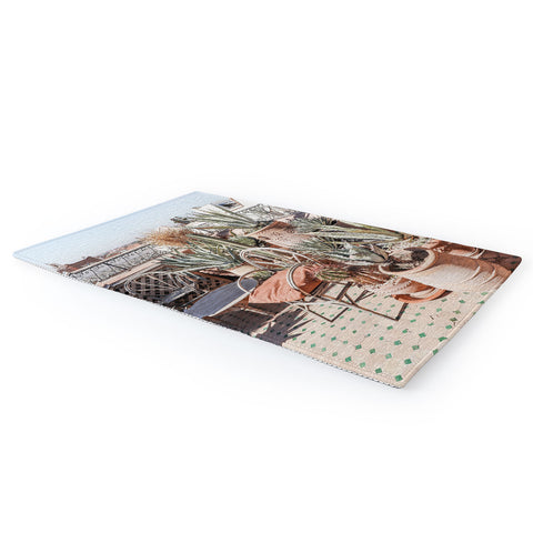 Henrike Schenk - Travel Photography Tropical Rooftop In Marrakech Cactus Plants Boho Area Rug