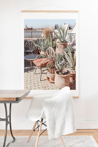 Henrike Schenk - Travel Photography Tropical Rooftop In Marrakech Cactus Plants Boho Art Print And Hanger