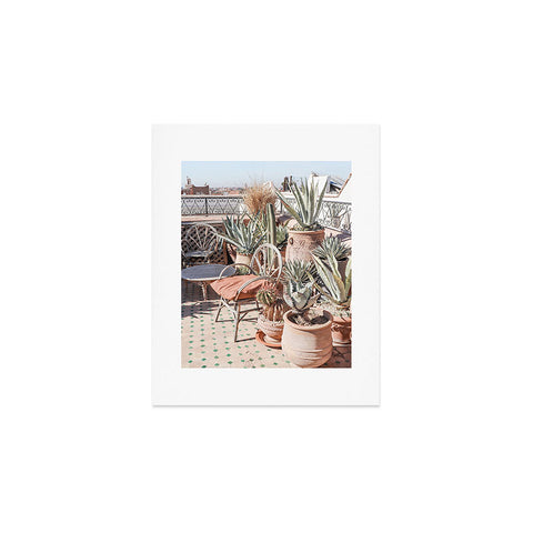 Henrike Schenk - Travel Photography Tropical Rooftop In Marrakech Cactus Plants Boho Art Print
