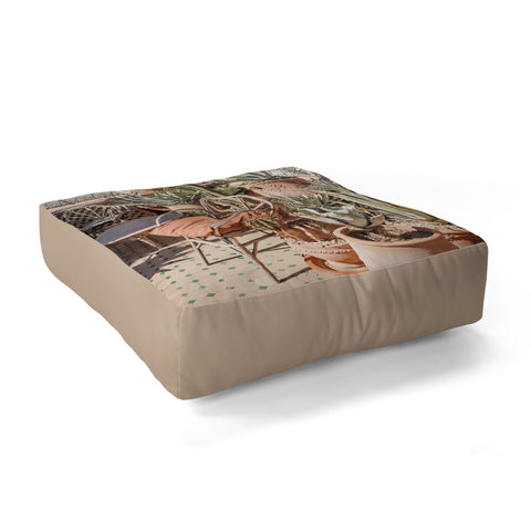 Henrike Schenk - Travel Photography Tropical Rooftop In Marrakech Cactus Plants Boho Floor Pillow Square