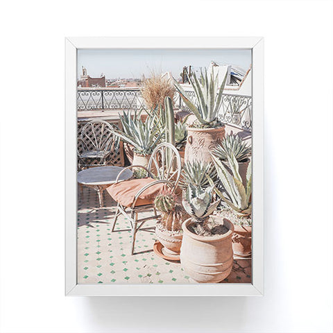 Henrike Schenk - Travel Photography Tropical Rooftop In Marrakech Cactus Plants Boho Framed Mini Art Print