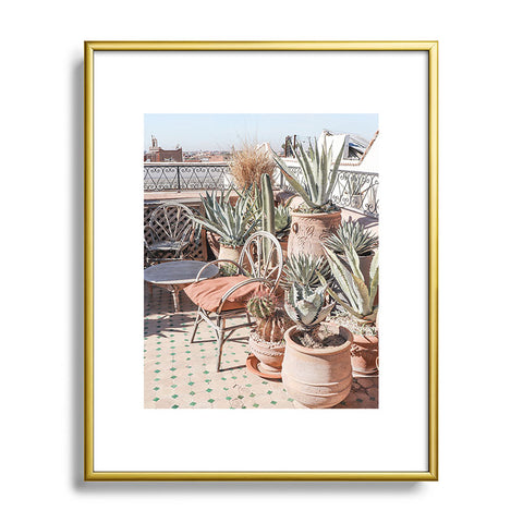 Henrike Schenk - Travel Photography Tropical Rooftop In Marrakech Cactus Plants Boho Metal Framed Art Print