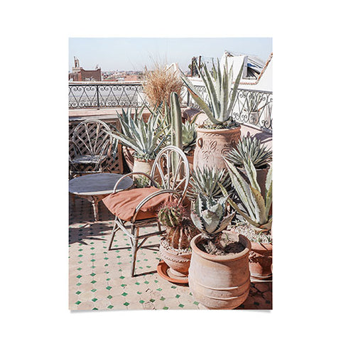 Henrike Schenk - Travel Photography Tropical Rooftop In Marrakech Cactus Plants Boho Poster