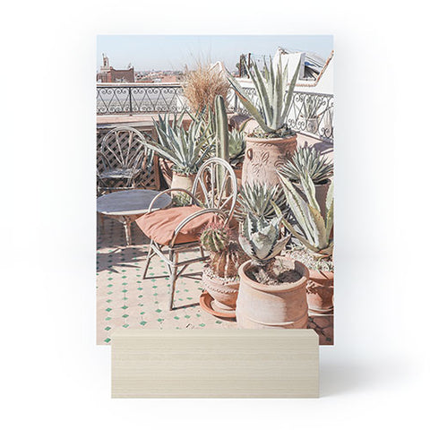 Henrike Schenk - Travel Photography Tropical Rooftop In Marrakech Cactus Plants Boho Mini Art Print