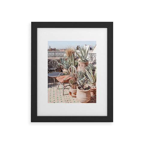 Henrike Schenk - Travel Photography Tropical Rooftop In Marrakech Cactus Plants Boho Framed Art Print