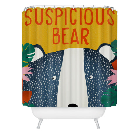 heycoco Suspicious bear Shower Curtain