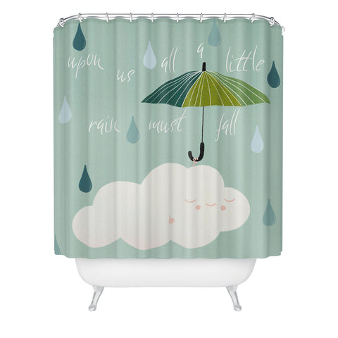 heycoco Upon us all a little rain must fall Shower Curtain