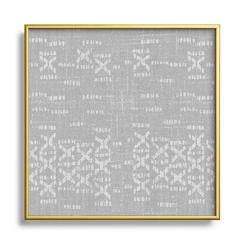 Holli Zollinger ABA MUDCLOTH GRIS Metal Square Framed Art Print